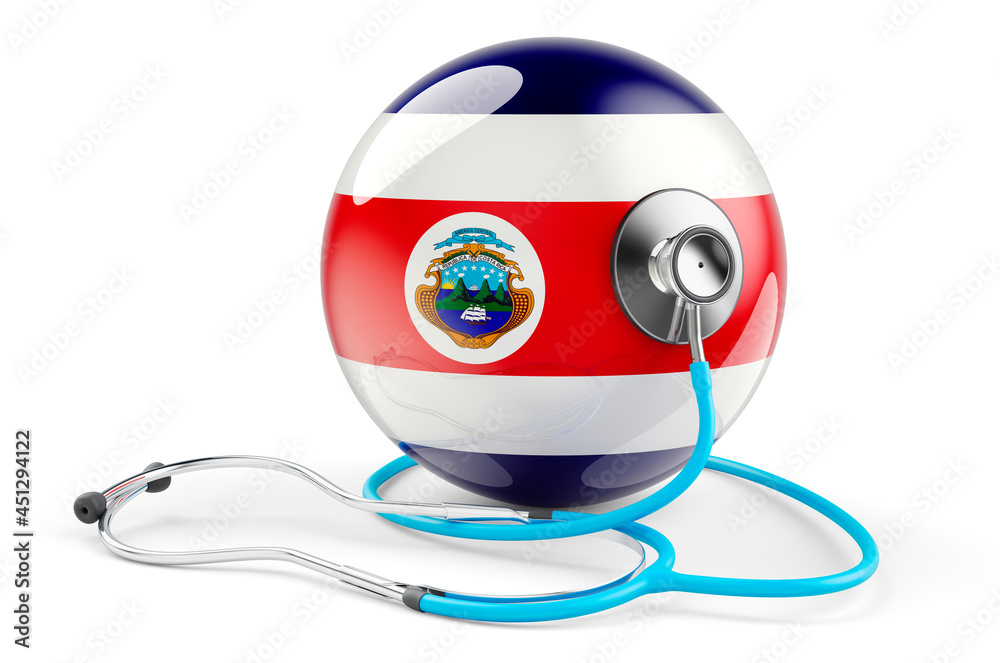 Costa Rican flag with stethoscope. Health care in Costa Rica concept