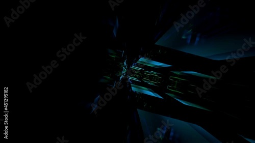 Digital abstract blue and green cyberspace flight, technology background