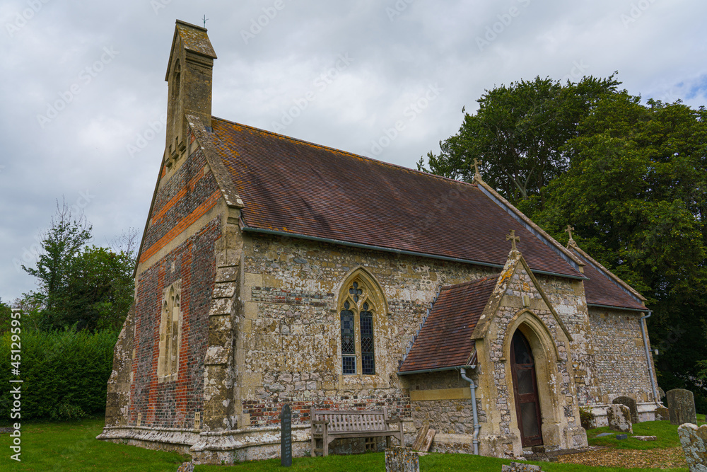 St Nicholas church in the hamlet of Huish, on the South facing edge of the Marlborough Downs, adjacent to Pewsey Vale, Wiltshire AONB 