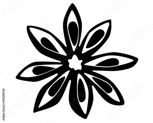 Star anise, spices vector black silhouette for logo or pictogram. Spices - star anise - aromatherapy spice for sign or icon