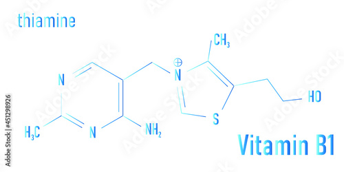 Vitamin B1 (thiamine) molecule. Skeletal formula.