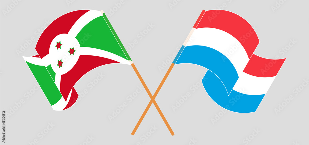 Fototapeta Skrzyżowane i powiewają flagi Burundi i Luksemburga