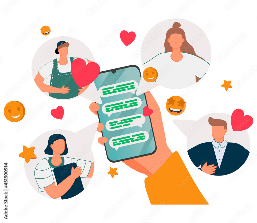 Online speaking concept chatting with friends Vector Image