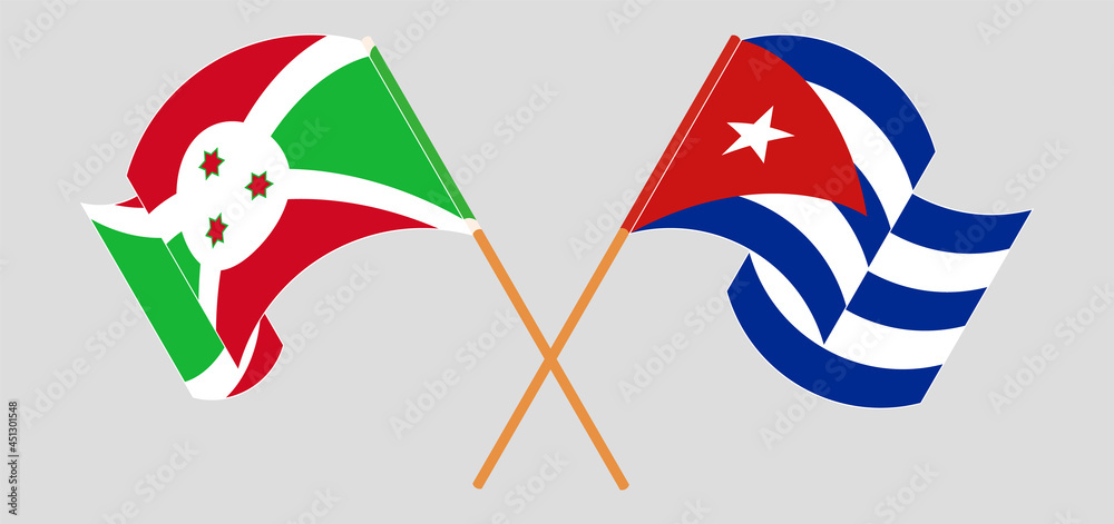 Fototapeta Crossed and waving flags of Burundi and Cuba