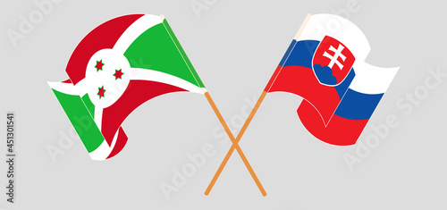 Photography Crossed and waving flags of Burundi and Slovakia