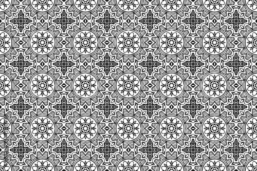 Ethnic vintage pattern, geometric decorative background. Eastern, Indonesian, Mexican, Aztec ornament. Template black white for art, painting, design, textiles.