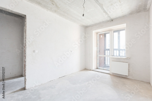 interior of the apartment without decoration in gray colors