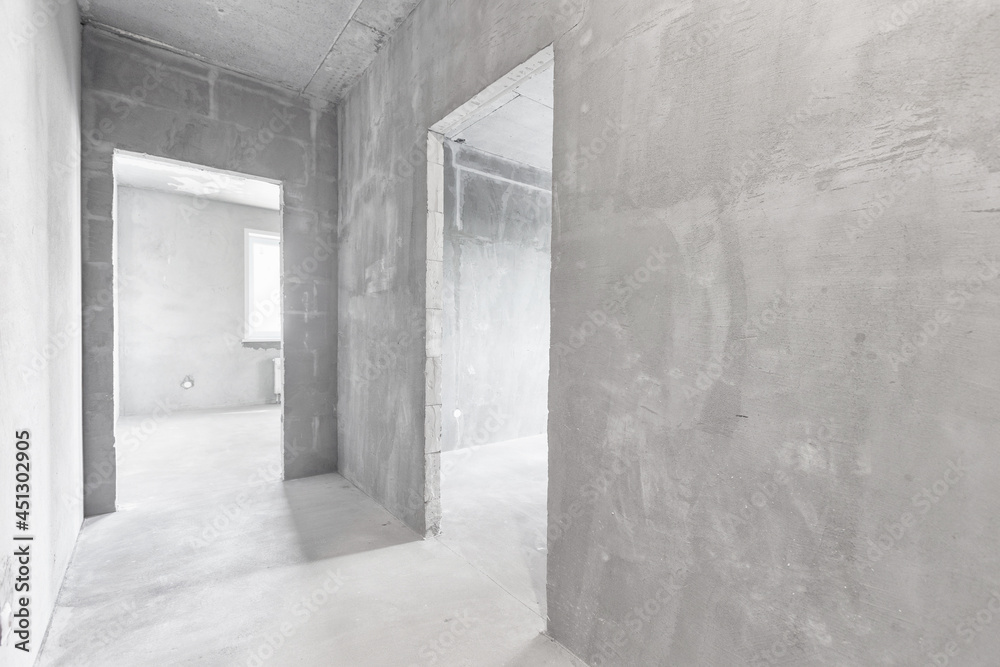 interior of the apartment without decoration in gray colors interior of the apartment without decoration in gray colors