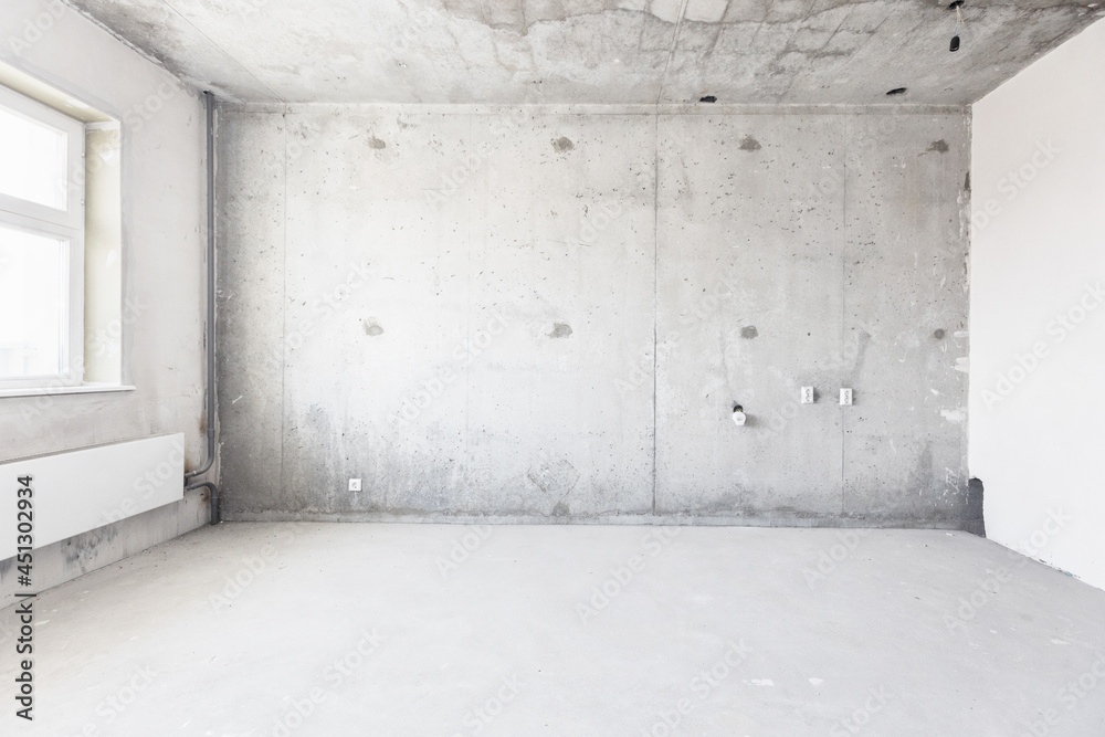 interior of the apartment without decoration in gray colors interior of the apartment without decoration in gray colors