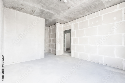interior of the apartment without decoration in gray colors