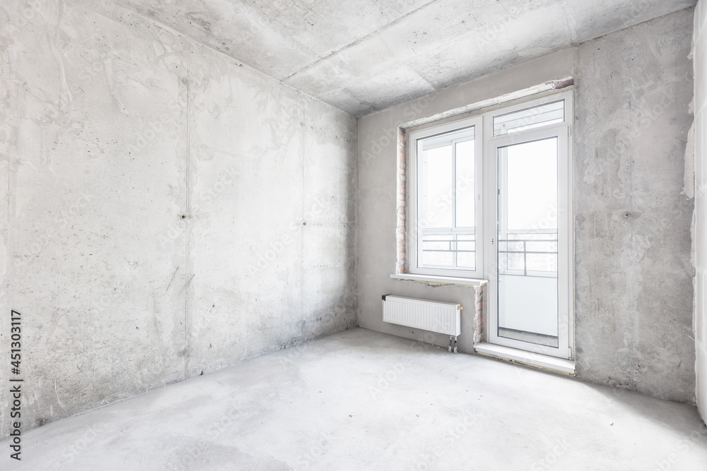 interior of the apartment without decoration in gray colors interior of the apartment without decoration in gray colors