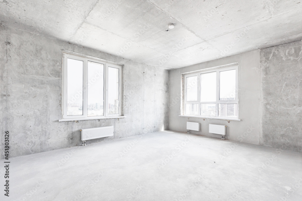 interior of the apartment without decoration in gray colors interior of the apartment without decoration in gray colors
