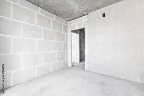 interior of the apartment without decoration in gray colors