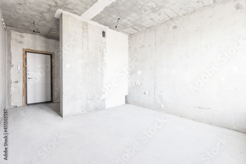 interior of the apartment without decoration in gray colors