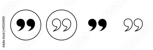 Quote icon set. Quotation mark symbol.