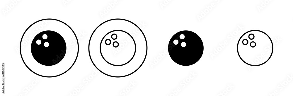 Bowling icon set. bowling ball and pin icon. bowling pins