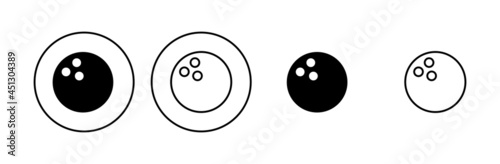 Bowling icon set. bowling ball and pin icon. bowling pins