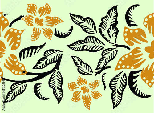 Indonesian batik motifs with very distinctive plant patterns