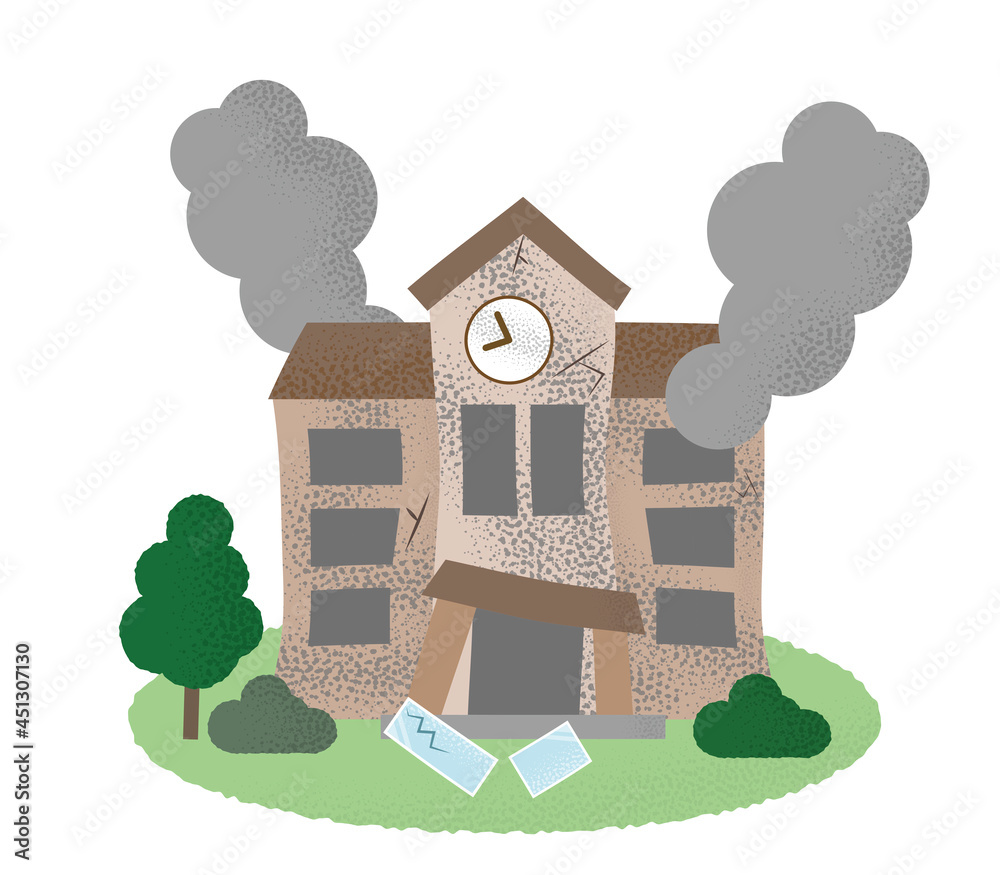 火災の被害に遭う学校のベクターイラスト Stock Vector | Adobe Stock