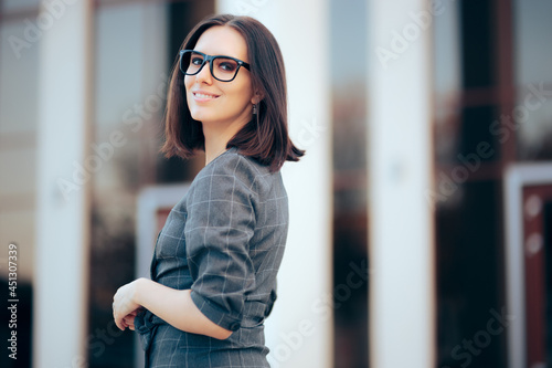 Businesswoman Wearing Eyeglasses in Outdoor Portrait