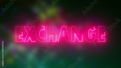 Text Exchange of letters with a neon effect, 3d rendering background, computer generated