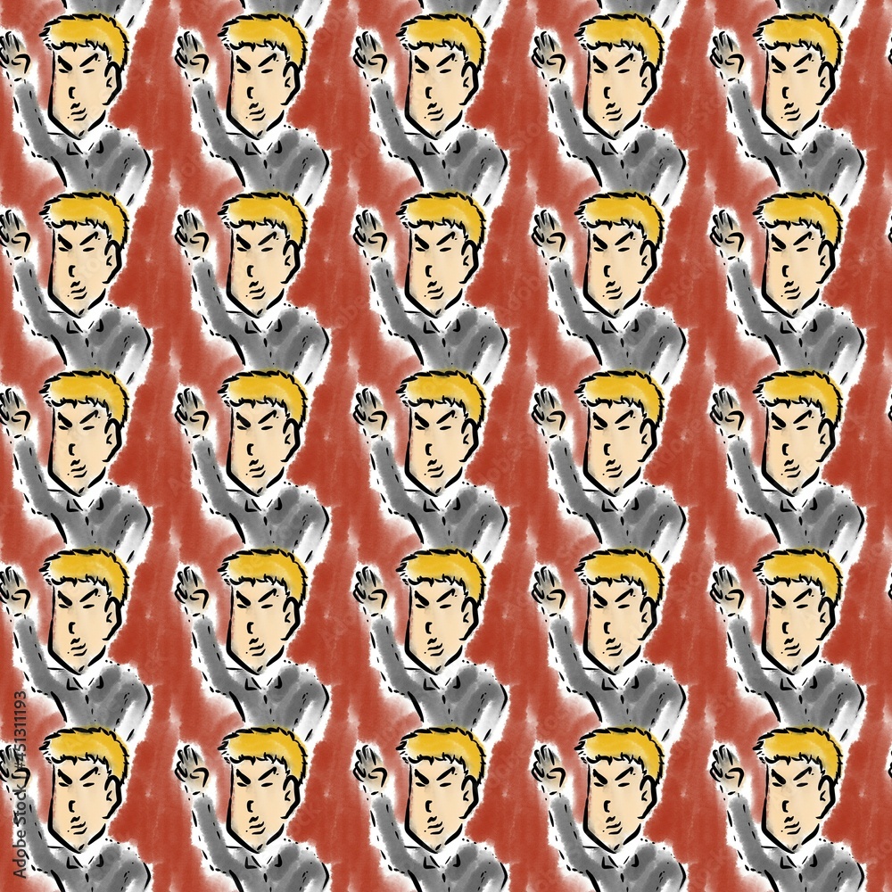 seamless pattern of cute man cartoon seamless pattern of cute man cartoon