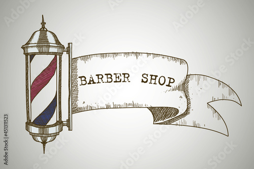 Vintage barbershop emblems, labels, badges, logos. Layered. Text is on separate layer.