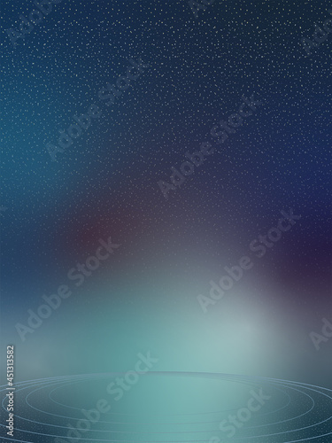 Abstract blue science fiction background. Universe full of stars.