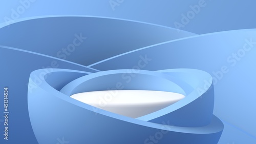 Blue podium for placing objects, beautiful and colorful with circular shapes. It is ideal for placing fashion products, small objects, beauty products, etc.