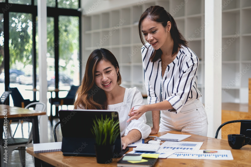 Brainstorming at office briefing concept. Group of Business woman explaining analysis at the meeting startup work. Brainstorming at office briefing concept. Group of Business woman explaining analysis at the meeting startup work.