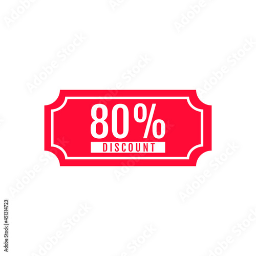 80 Percent Off, Discount Sign, Special offer price signs