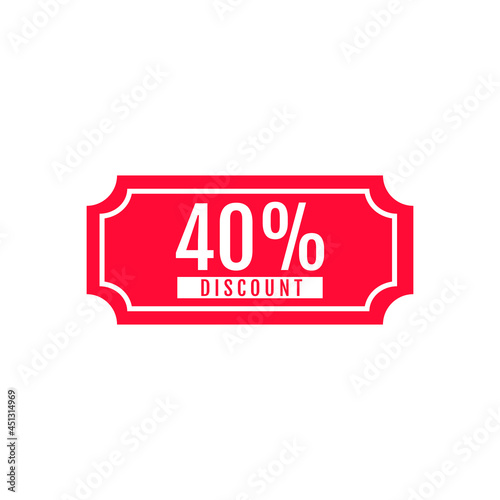 40 Percent Off, Discount Sign, Special offer price signs