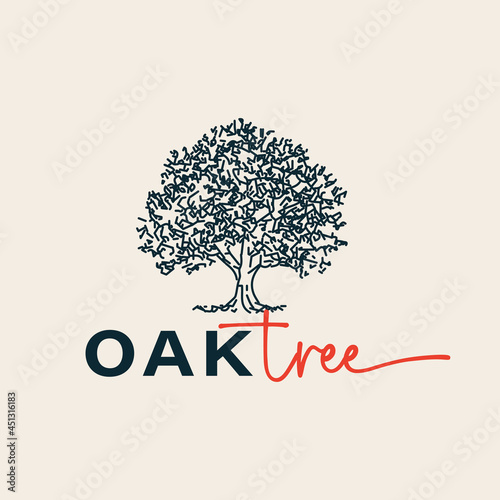 Oak tree logo design premium vector