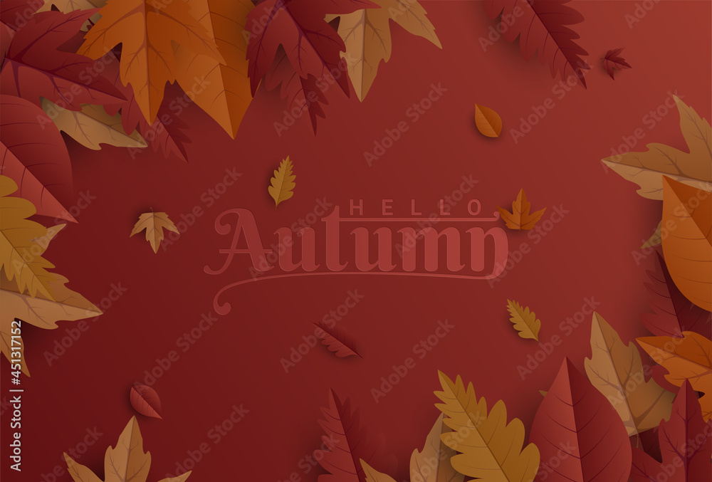 Vector illustration Autumn falling leaves. Autumnal foliage and leaf flying. Autumn design. Templates for placards, banners, flyers, presentations, reports