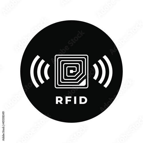 RFID tag icon. Radio Frequency Identification symbol. Isolated on a blank, editable and changeable background.