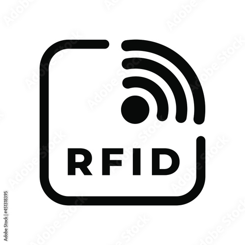 RFID tag icon. Radio Frequency Identification symbol. Isolated on a blank, editable and changeable background.