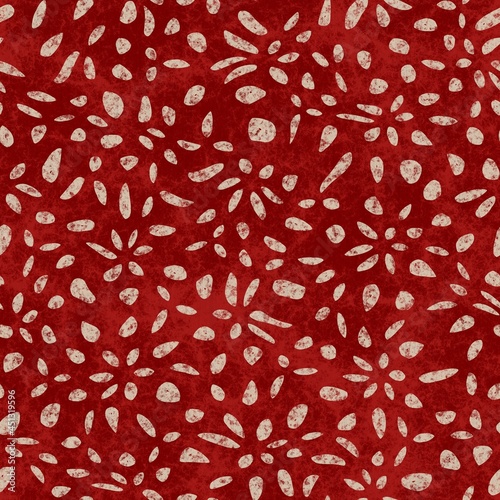 Seamless red pattern with flowers background
