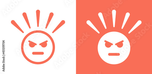 Angry emoticon face. Unhappy, upset symbol vector illustration