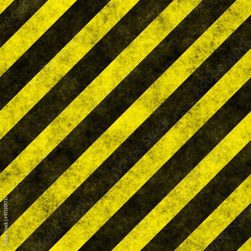 Seamless diagonal grunge black and yellow hazard stripes background