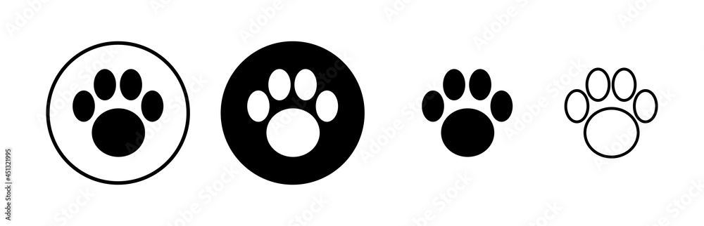 Paw icons set. Paw Print icon