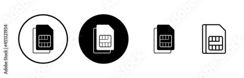Sim card icons set vector. Mobile slot icon. Mobile cellular phone sim card chip.