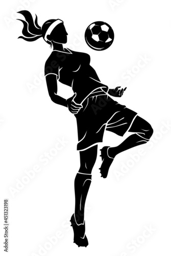 Soccer Female Player Silhouette, Chest Bounce
