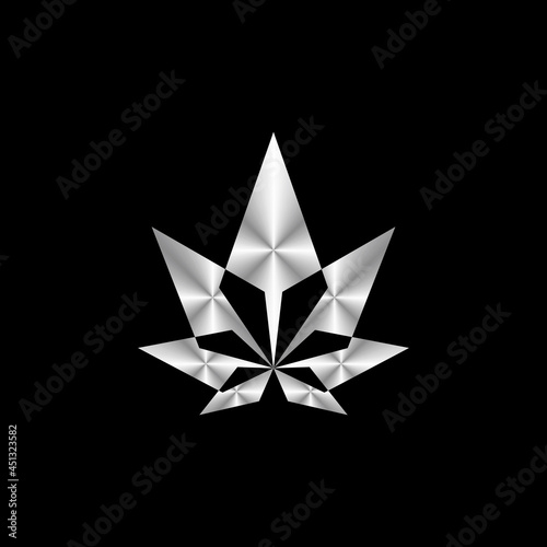 silver cannabis leaf logo vector
