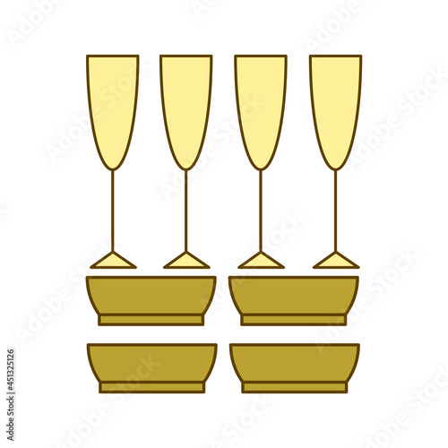 Set of outline dinnerware on white.