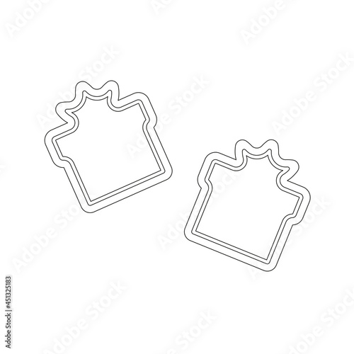 Set of outline gingerbread cookies on white.