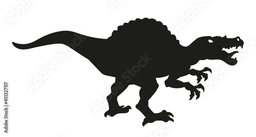 Dinosaur silhouette. Spinosaurus black silhouette. Vector illustration isolated on white background © Tatyana
