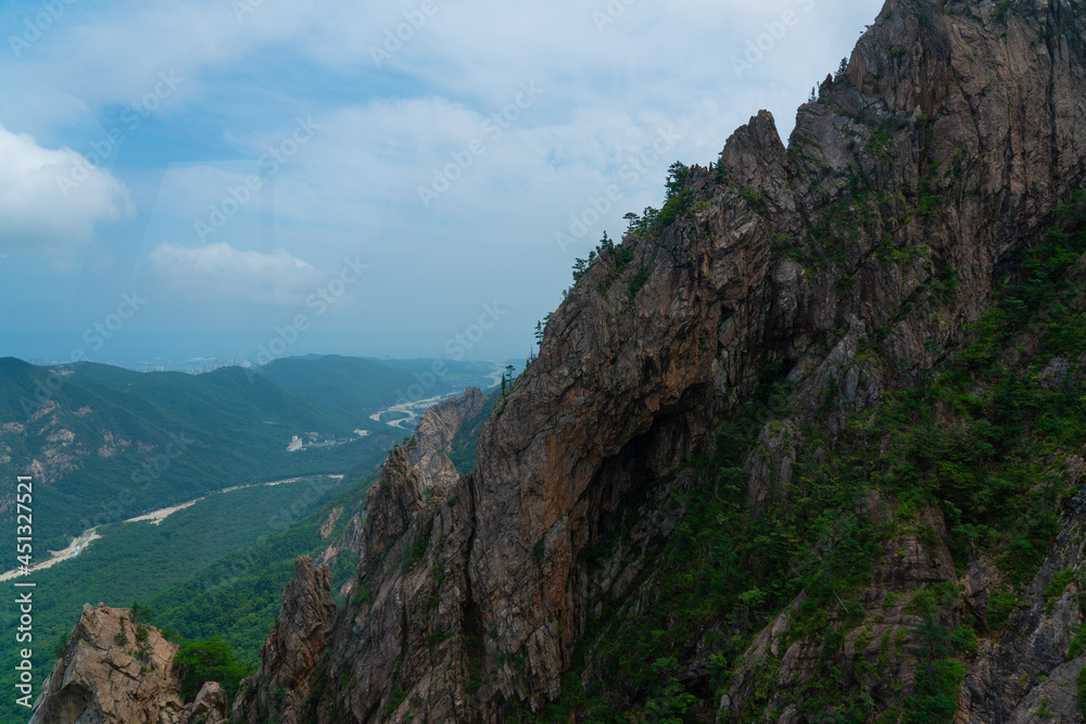 view of peak Seorak mountains at the Seorak-san National Park, Soraksan, South Korea view of peak Seorak mountains at the Seorak-san National Park, Soraksan, South Korea