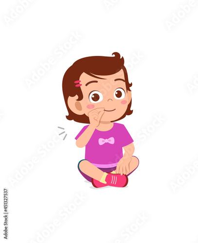 cute little girl show zip mouth pose expression
