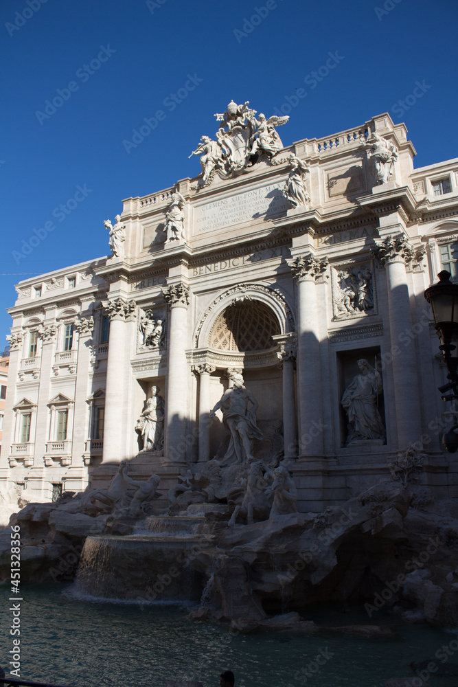 ROME.ITALY.04.06.2018.The morning the Trevi fountain in Rome.