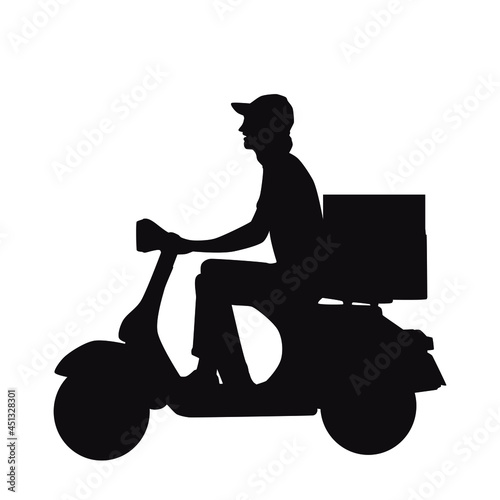 Silhouette of a delivery man on a motorcycle